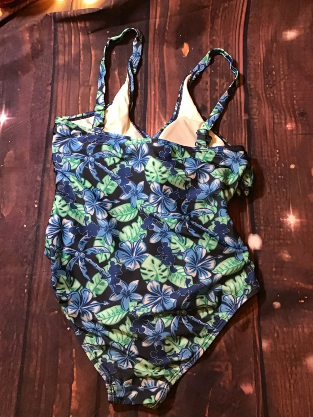 Disney parks summer fun one piece adult floral Mickey Mouse size medium - Picture 6 of 9